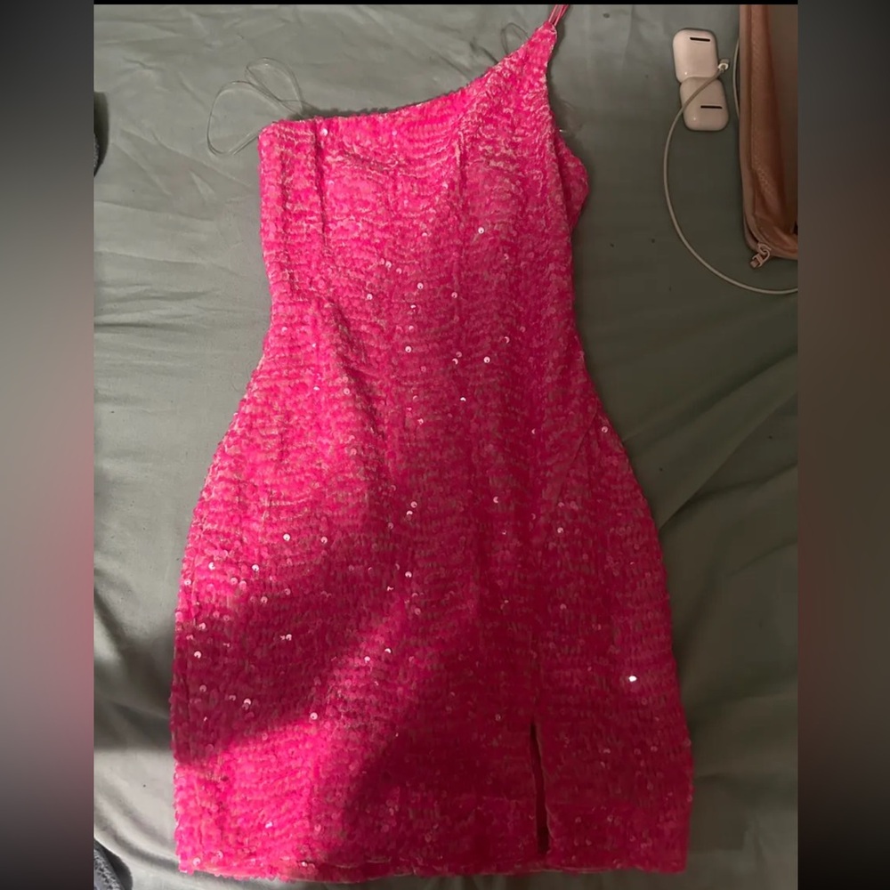 Pink one shoulder dress from macys